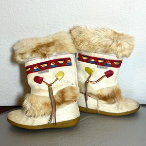 Tecnica Skandia 3915 Apres Ski Fur Hide Boots Italy Women’s 8.5” Vintage Winter